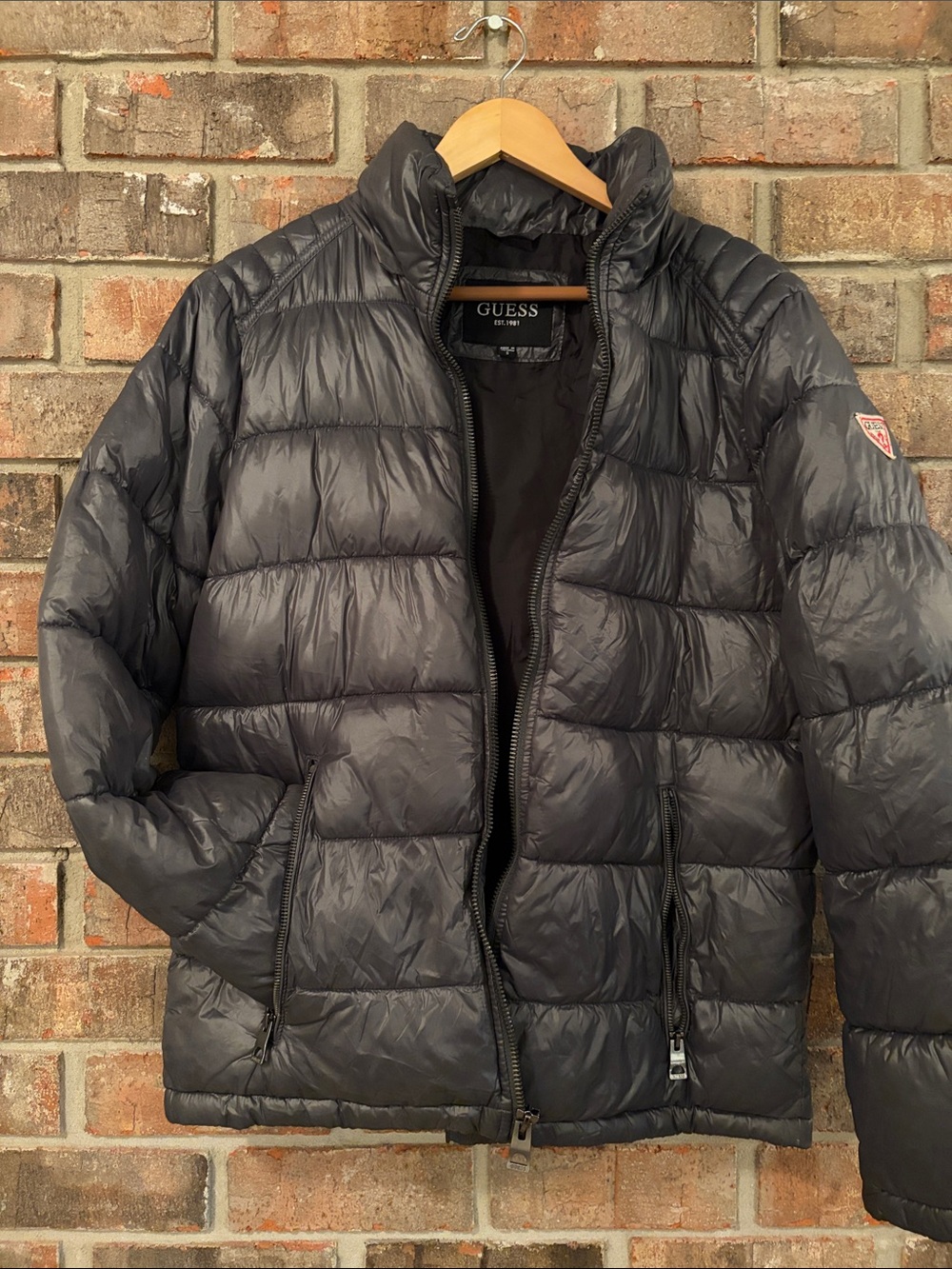 GUESS Men's Gray Quilted Puff Jacket